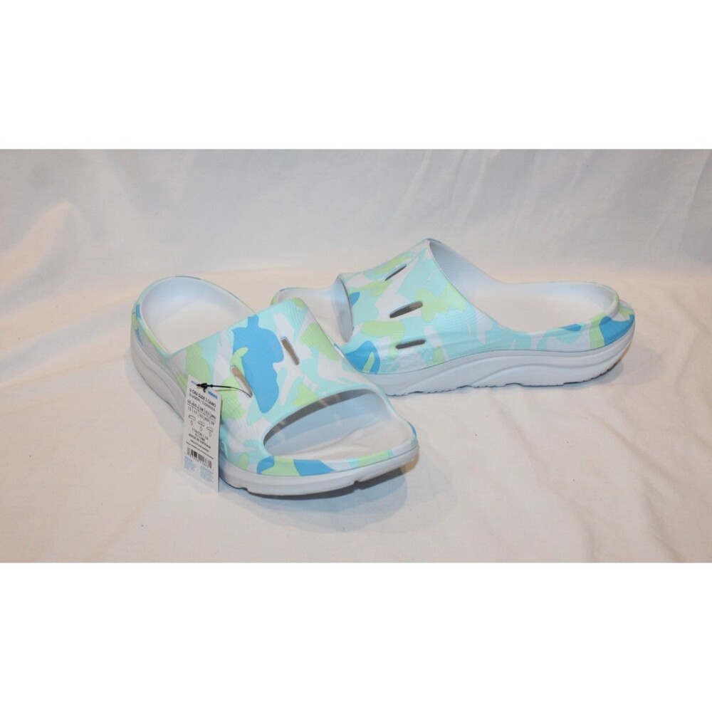 HOKA Men's U Ora Recovery Slide Sandals White Camo Blue Green NWT sz 12 - Picture 4 of 6
